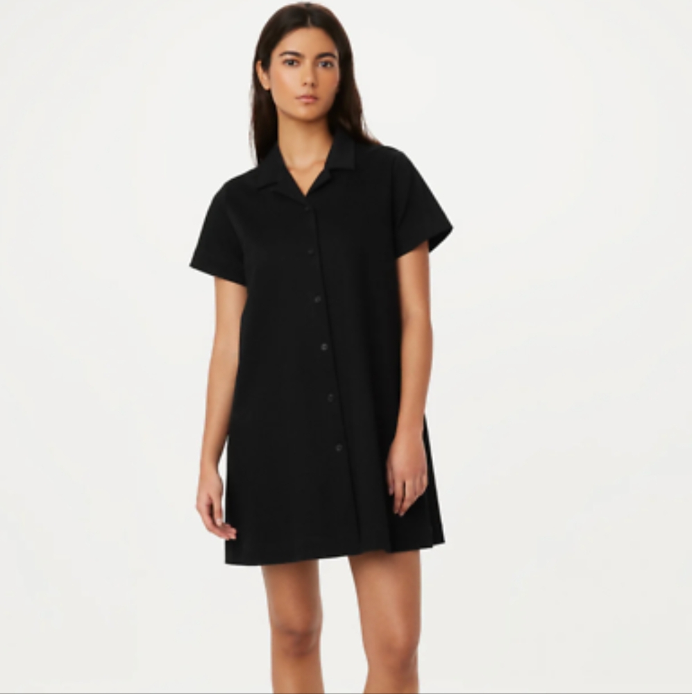 Frank & Oak camp collar black dress